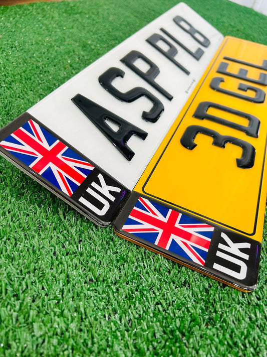 UK (Black) Gel Badge Road Legal Replacement Number Plates