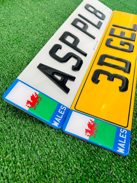 WALES Gel Badge Road Legal Replacement Number Plates